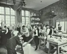 Male students at work in the Mason's Shop, Northern Polytechnic, London, 1911