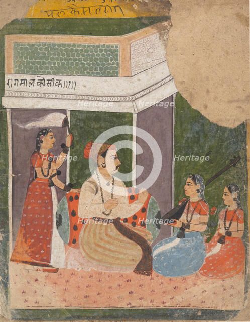 Malkos Raga: Page from a Dispersed Ragamala Series (Garland of Musical Modes), ca. 1640-50. Creator: Unknown.