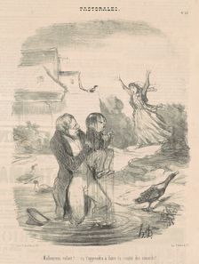 Malheureux enfant! ... ça t'apprendra à faire ta société des canards!..., c 1845. Creator: Honore Daumier