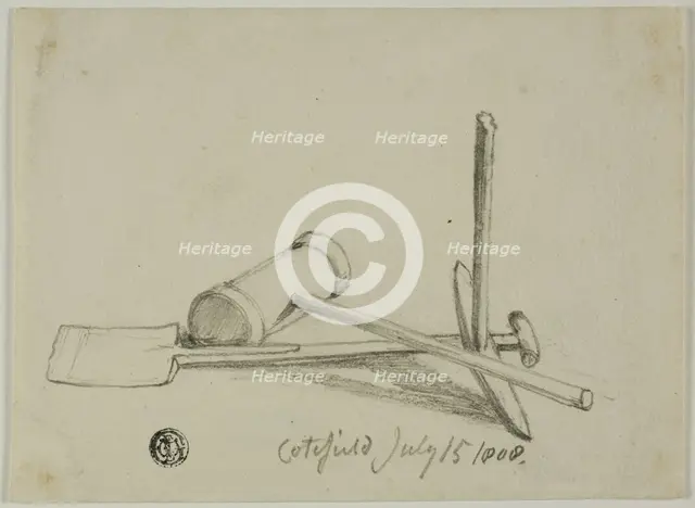 Mallet, Pick and Shovel, 1808/47. Creator: Joshua Cristall.