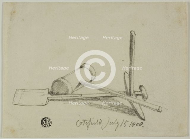 Mallet, Pick and Shovel, 1808/47. Creator: Joshua Cristall.