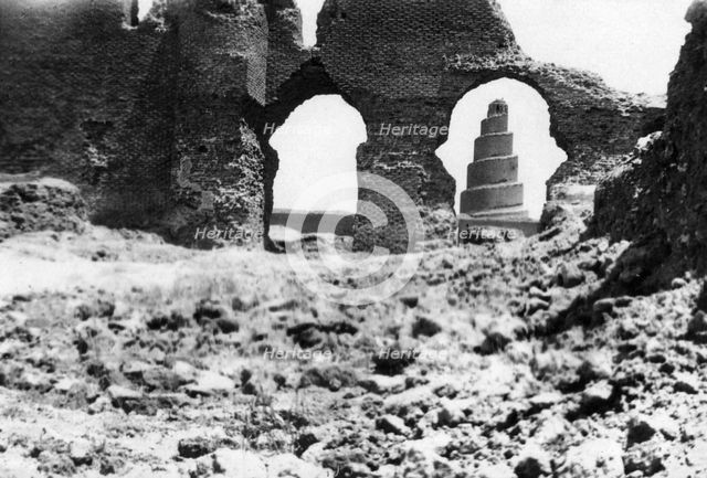 Malwiya tower, Mesopotamia, 1918. Artist: Unknown