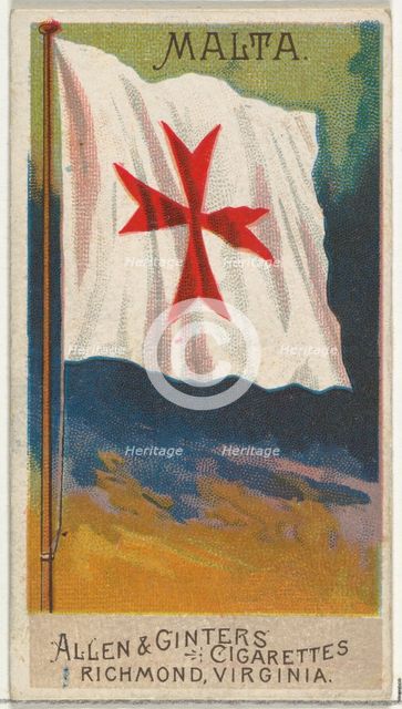 Malta, from Flags of All Nations, Series 2 (N10) for Allen & Ginter Cigarettes Brands, 1890. Creator: Allen & Ginter.