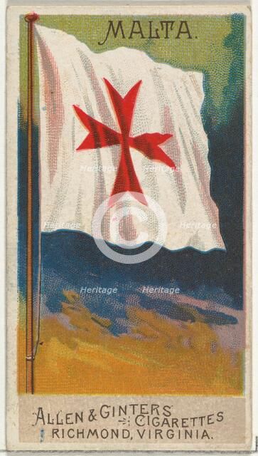 Malta, from Flags of All Nations, Series 2 (N10) for Allen & Ginter Cigarettes Brands, 1890. Creator: Allen & Ginter.