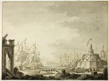 Malta, Harbor of Valletta, 1695. Creators: Abraham Storck, Willem Schellinks