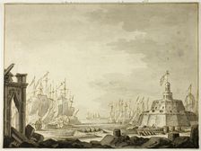 Malta, Harbor of Valletta, 1695. Creators: Abraham Storck, Willem Schellinks