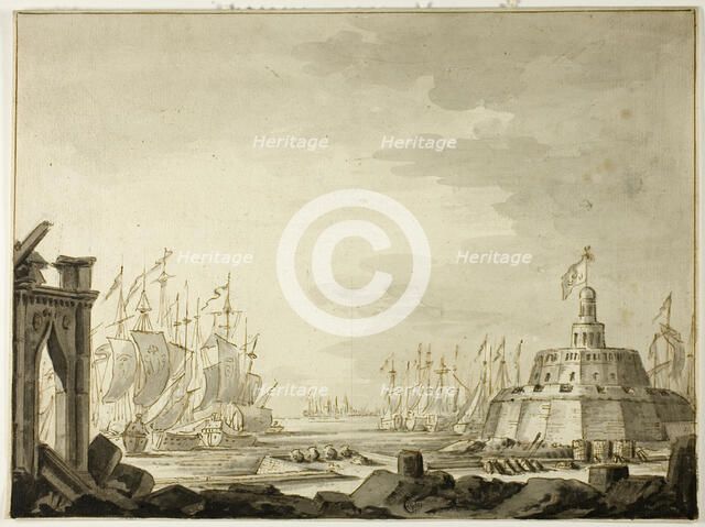 Malta, Harbor of Valletta, 1695. Creators: Abraham Storck, Willem Schellinks.