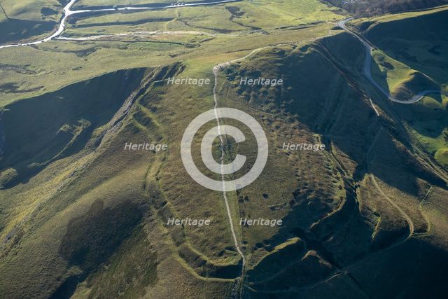 Mam Tor, an Iron Age hillfort in the Peak District, Derbyshire, 2023. Creator: Robyn Andrews.