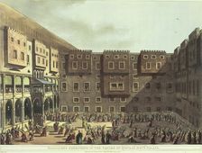 Mamalukes exercising in the Square of Mourad Bey's Palace, Egypt, 1801. Creator: Thomas Milton