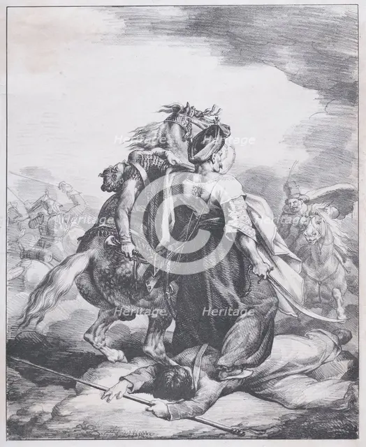 Mameluck Defending a Wounded Trumpeter, 1818. Creator: Theodore Gericault.