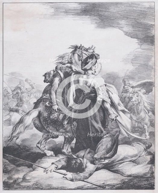 Mameluck Defending a Wounded Trumpeter, 1818. Creator: Theodore Gericault.
