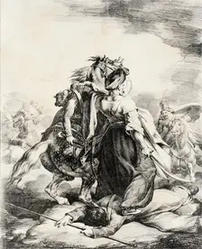 Mameluke Defending an Injured Trumpeter, 1818. Creator: Theodore Gericault