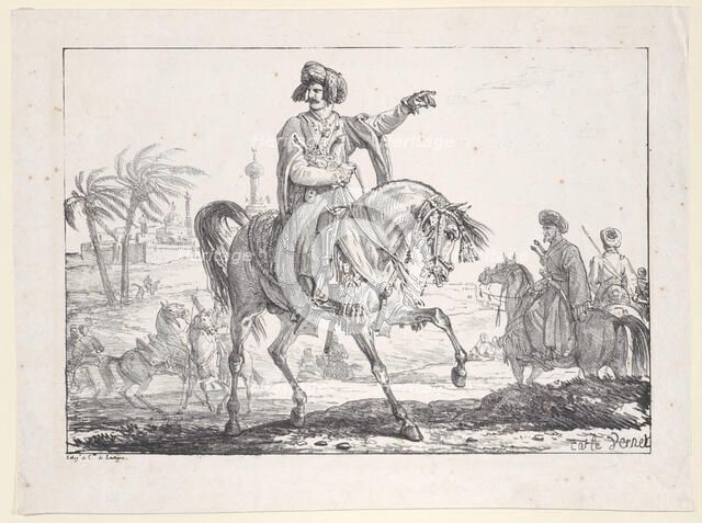 Mameluke on Horseback, first half 19th century. Creator: Carle Vernet.