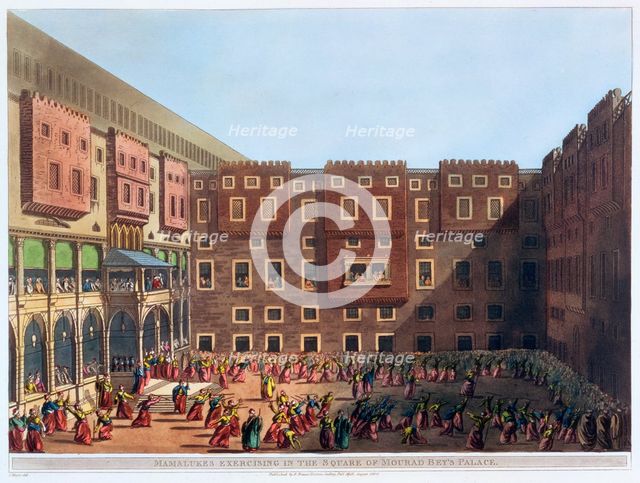 'Mamelukes Exercising in the Square of Mourad Bey's Palace', Cairo, Egypt, 1802. Creator: Thomas Milton.