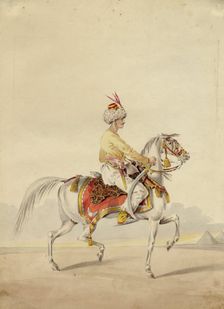 Mamluk on horseback, ca 1825. Artist: Anonymous