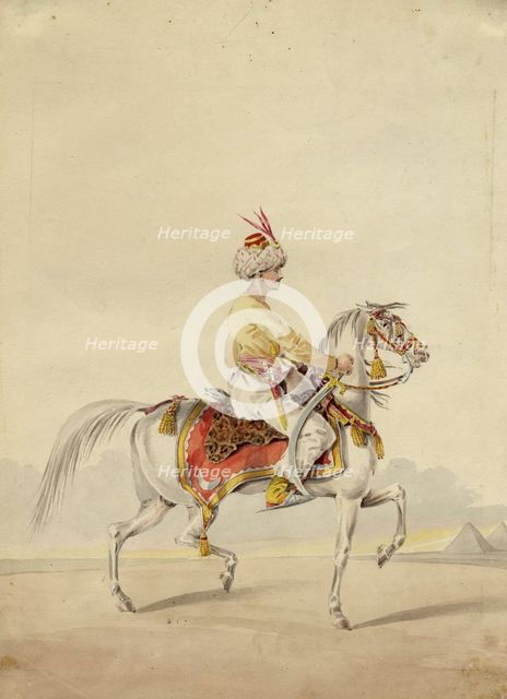 Mamluk on horseback, ca 1825. Artist: Anonymous  