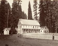 Mammoth Grove Hotel, ca. 1872, printed ca. 1876. Creator: Carleton Emmons Watkins