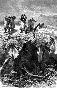 Mammoth Hunting in the Stone Age, engraving, 1900