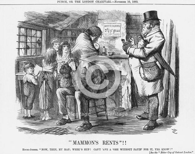 '"Mammon's Rents"!', 1883. Creator: Joseph Swain.