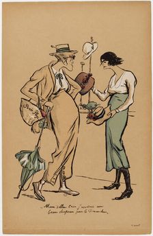 Mam'selle Coco, j'voudrais un beau chapeau pour le Dimanche (Mam'selle Coco, I would like..., 1919. Creator: Sem, (Georges Goursat) (1863-1934)