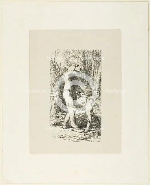 Man Making Faggots, 1853, after drawing made in 1852. Creator: Jacques-Adrien Lavieille.