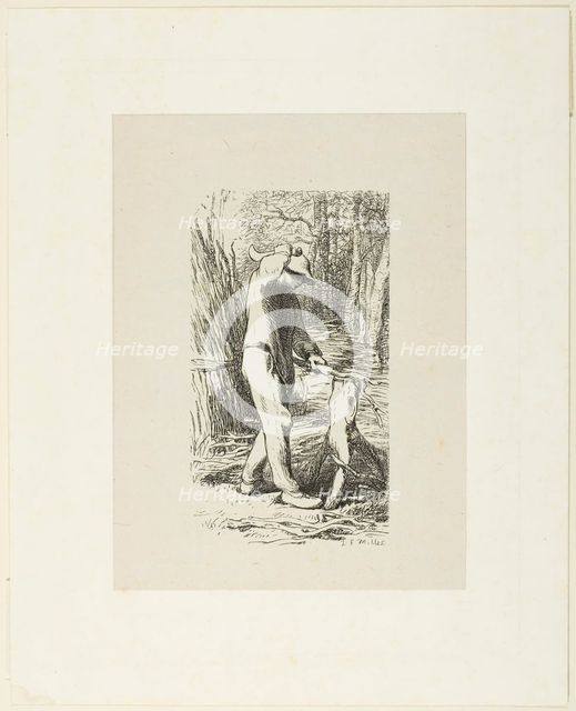 Man Making Faggots, 1853, after drawing made in 1852. Creator: Jacques-Adrien Lavieille.