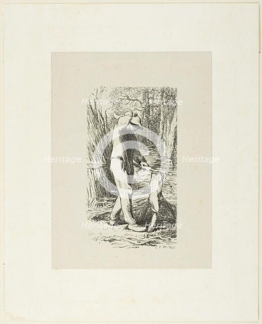 Man Making Faggots, 1853, after drawing made in 1852. Creator: Jacques-Adrien Lavieille.