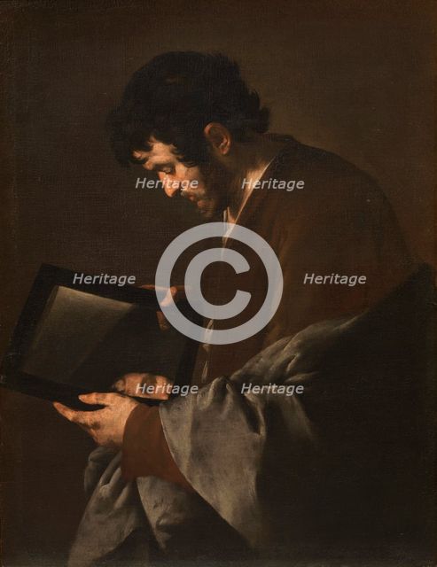 Man meditating in front of a mirror, c.1640. Creator: Master of the Annunciation to the Shepherds (active 1620-1660).
