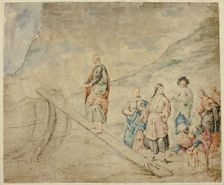 Man Mounting Plank to Boat, 1660/69. Creator: Unknown