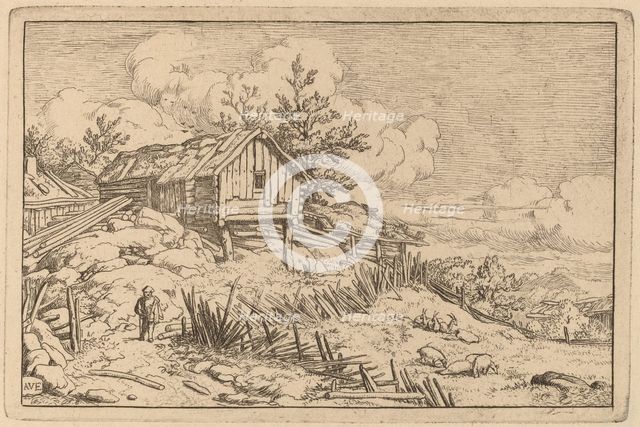 Man near Entry of a Ruinous Hedge, probably c. 1645/1656. Creator: Allart van Everdingen.