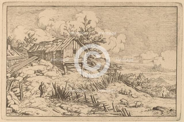 Man near Entry of a Ruinous Hedge, probably c. 1645/1656. Creator: Allart van Everdingen.