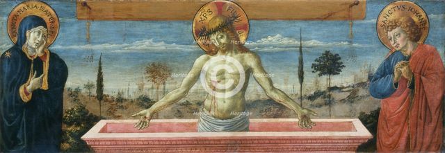 Man of Sorrows between Virgin and Saint John the Evangelist, 1469-1474 . Creator: Gozzoli, Benozzo (ca 1420-1497).