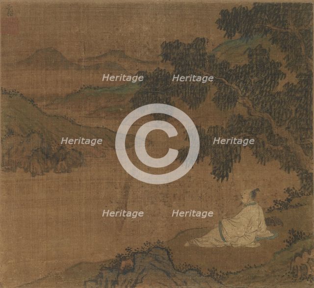 Man on a Hillside under a Tree Overlooking a River, Ming Dynasty(?). Creator: Unknown.