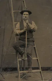 Man on a Ladder, 1860s-80s. Creator: Unknown