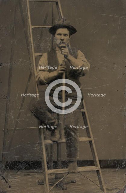Man on a Ladder, 1860s-80s. Creator: Unknown.
