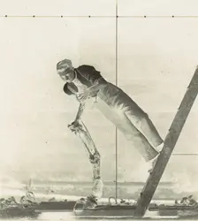 Man on a Ladder with Dissected Horse's Leg, 1880s. Creator: Thomas Eakins