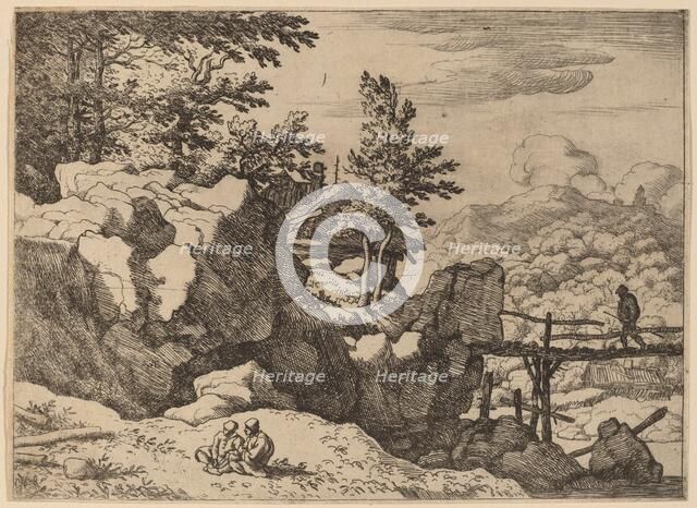 Man on a Small Wooden Bridge, probably c. 1645/1656. Creator: Allart van Everdingen.