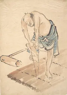 Man on a Raft. Creator: Hokusai