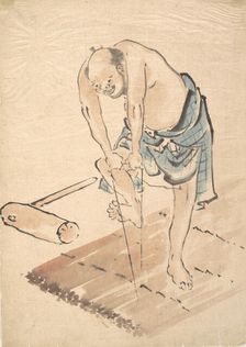 Man on a Raft. Creator: Hokusai