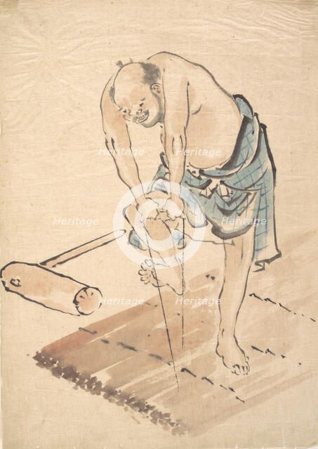 Man on a Raft. Creator: Hokusai.