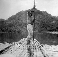 Man on a raft, Kingston, Jamaica, 1931