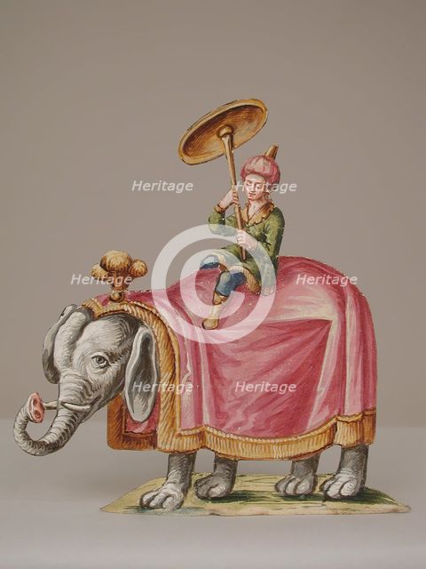 Man on Elephant, 18th century. Creator: Unknown.