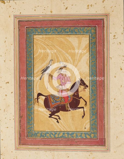 Man on horse with a hawk, 17th century. Artist: Unknown.