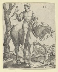 Man on Horseback holding a Falcon, ca. 1525-50. Creator: Master I.S.