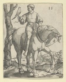 Man on Horseback holding a Falcon, ca. 1525-50. Creator: Master I.S.