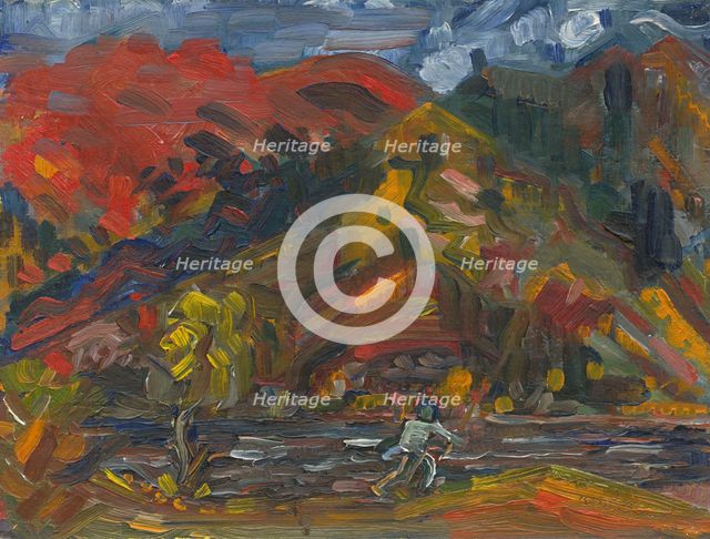 Man on the river bank, 1935-1940. Creator: Arnold Peter Weisz-Kubincan.