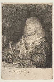 Man at a Desk Wearing a Cross and Chain, 1641. Creator: Rembrandt Harmensz van Rijn
