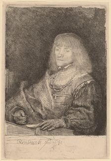 Man at a Desk Wearing a Cross and Chain, 1641. Creator: Rembrandt Harmensz van Rijn