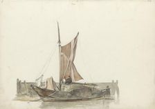 Man aboard a sailing boat, 1797-1838. Creator: Johannes Christiaan Schotel