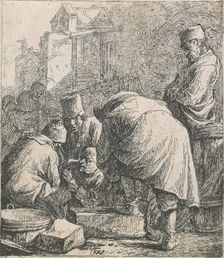 Man adjusting his footwear, 1631-1677. Creator: Thomas Wyck